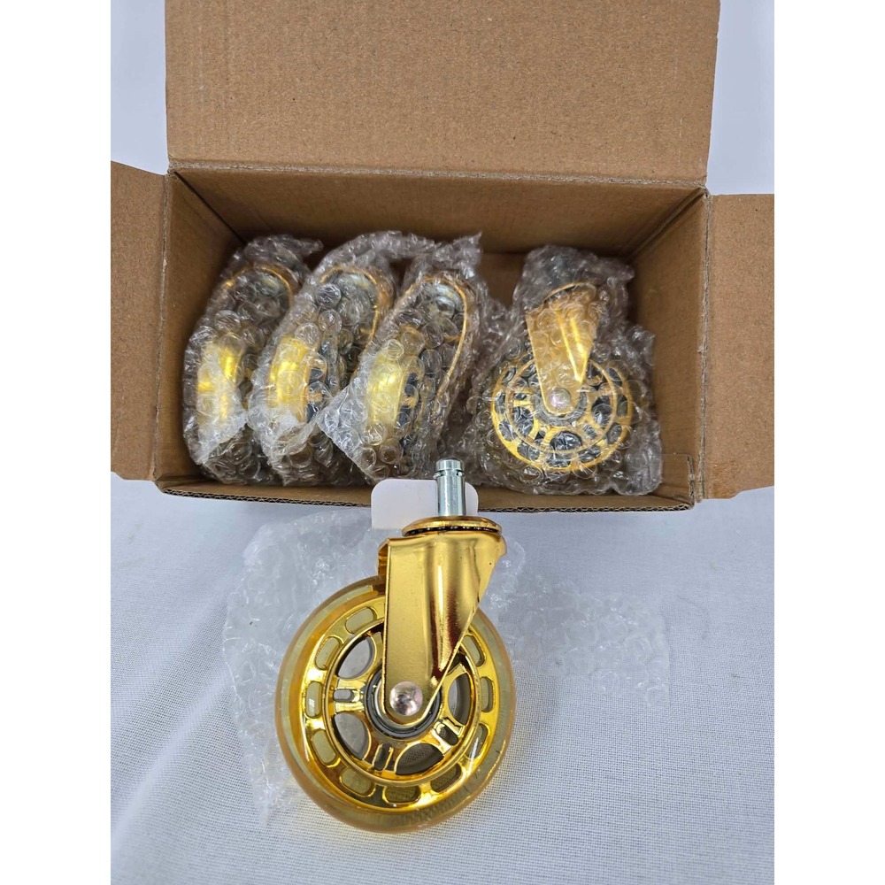 LPHY Gold Office Chair Wheels Set of 5 Rollerblade Casters 7/16 Inch Universal